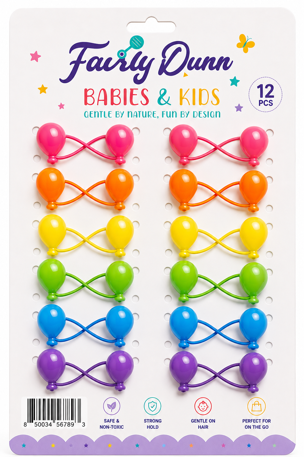 Neon Bubble Hair Ties for Girls – Bright Stretch Ponytail Holders (12 PCS)