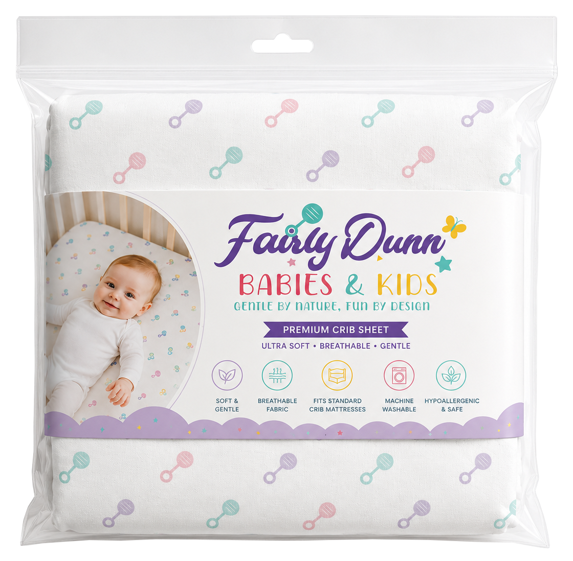 Whimsical Cotton Crib Sheet for Girls – Soft & Breathable Premium Bedding