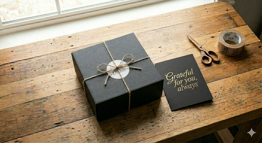 Gift Box on Wooden Table