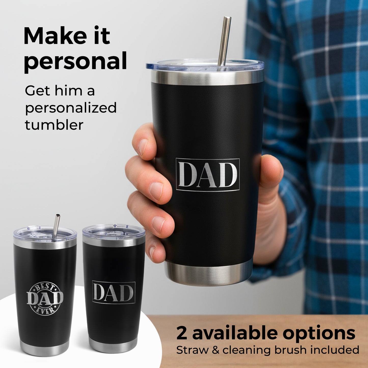 Gift Basket for Dad - 7-Piece Gift Set, Massage Gun, 20 Oz Tumbler, Toiletry Bag, Manicure Kit, Back Scratcher, Keyring & Card - Father’s Day, Birthday, Christmas, Feel Better Gifts