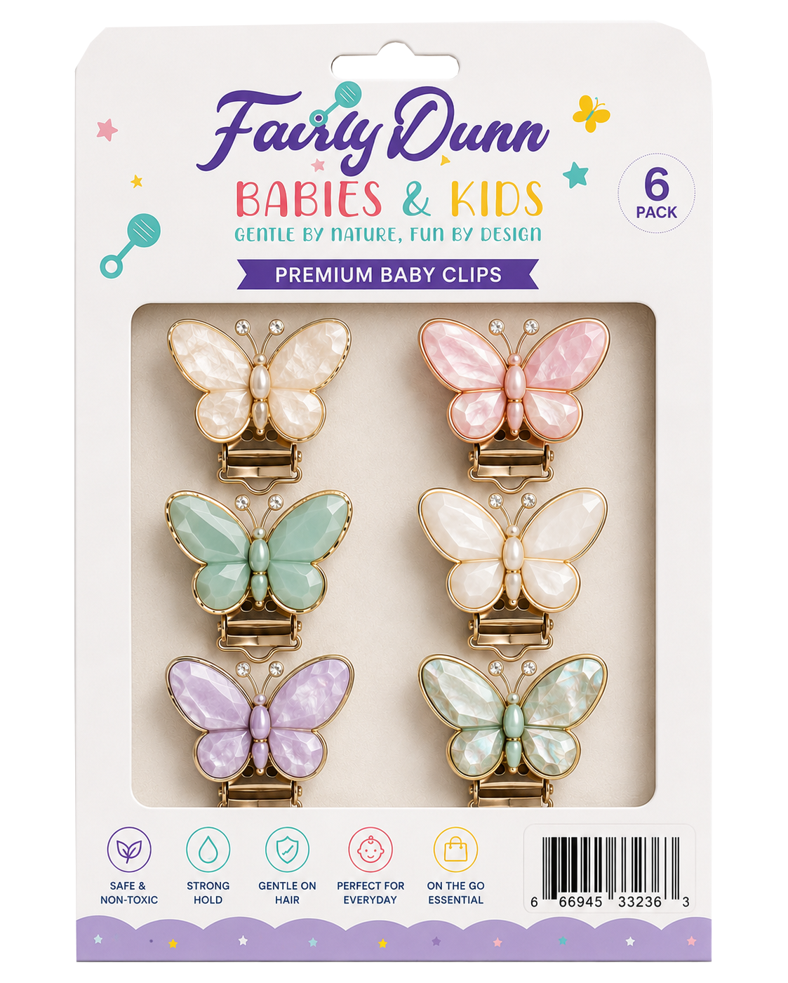 Butterfly Baby Hair Clips – Premium Pastel Barrettes for Girls (6 Pack)