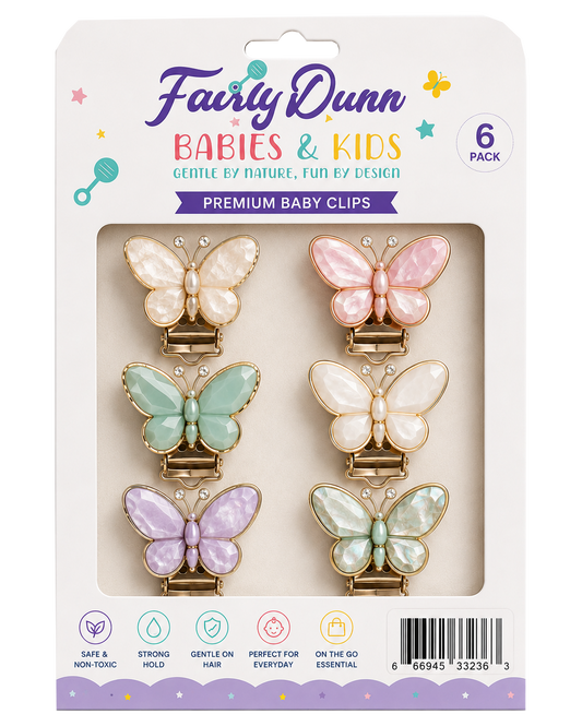 Butterfly Baby Hair Clips – Premium Pastel Barrettes for Girls (6 Pack)