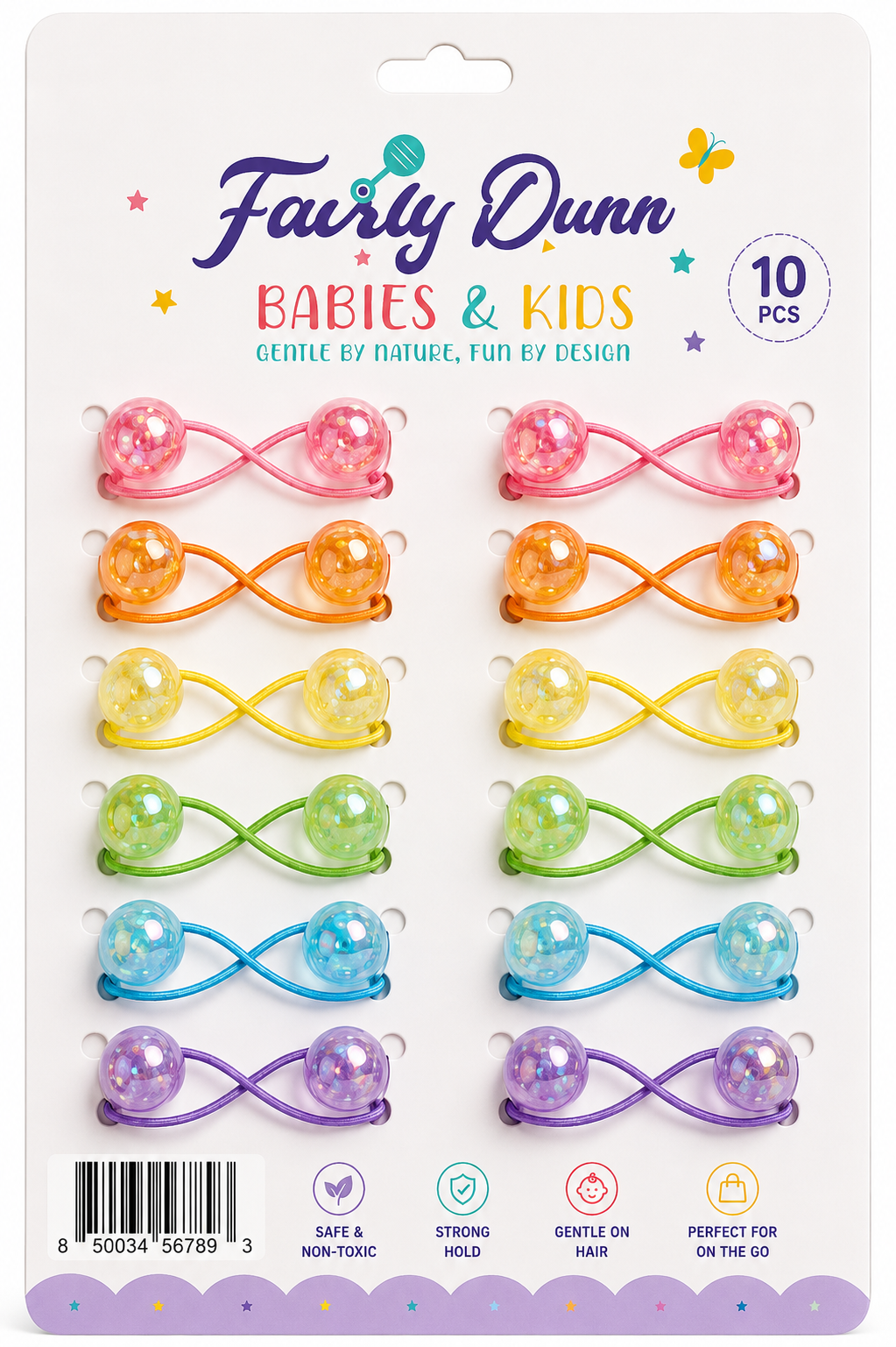 Pastel Bubble Hair Ties for Girls – Soft Stretch Ponytail Holders (10 PCS)