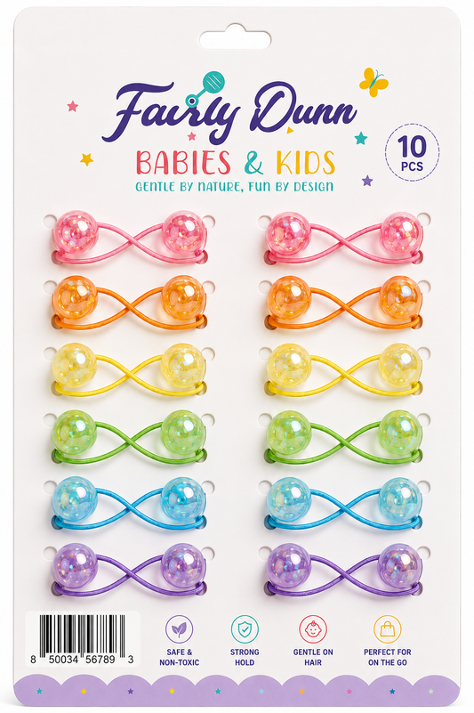 Pastel Bubble Hair Ties for Girls – Soft Stretch Ponytail Holders (10 PCS)